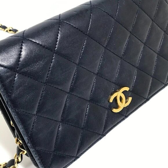 CHANEL CC Matelasse/Shoulder Chain Shoulder Bag Lambskin Leather Navy - Picture 7 of 16